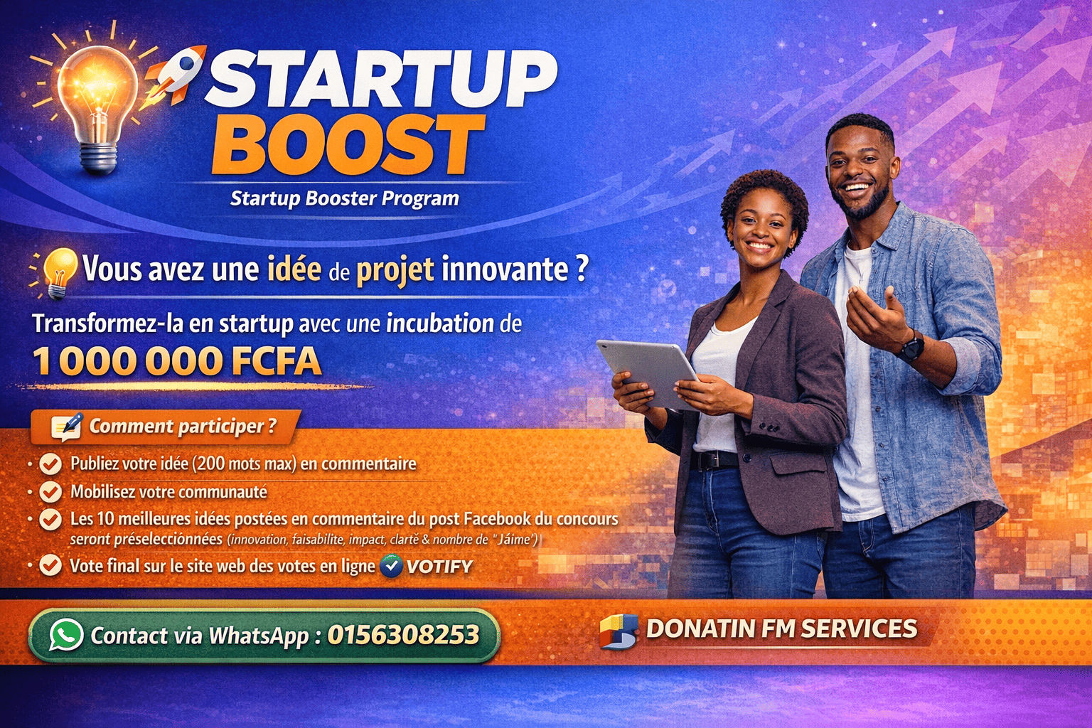 Startup Booster Program, première édition : 1 000 000 FCFA pour transformer votre idée en startup